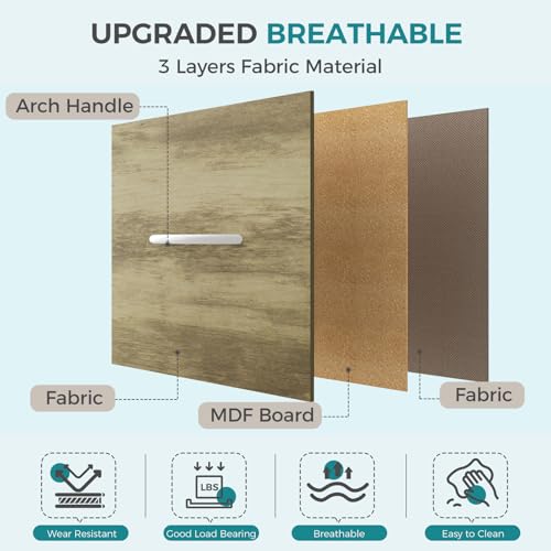 Dresser for Bedroom with 5 Drawers, Wide Chest of Drawers, Fabric Bedroom Dresser with Drawer Organizer, Storage Organizer Unit with Fabric Bins for Closet, Living Room, Hallway, Greige Oak