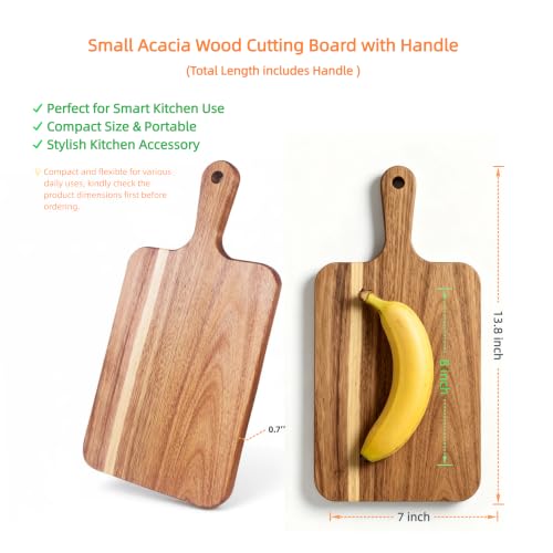 Small Acacia Cutting Board with Handle Charcuterie Cheese Serving Tray, view 3