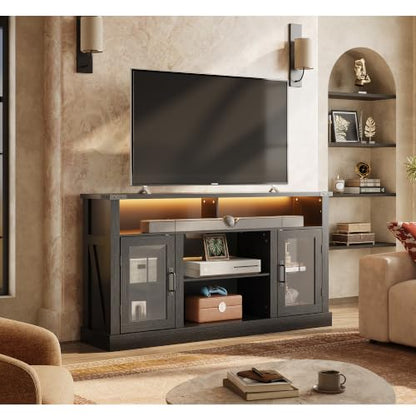 Black TV Console with LED Lighting for 65 Inch TV, view 4