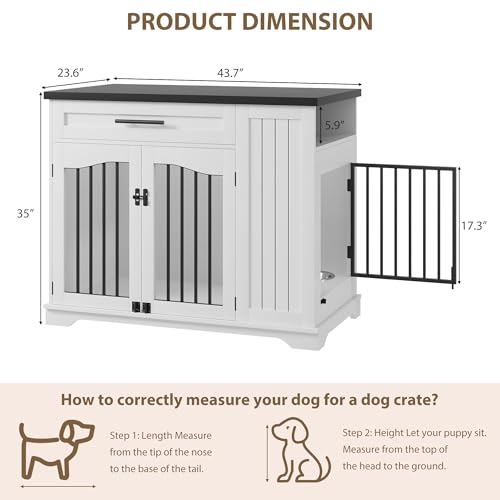 Dog Crate, 44 Inch Dog Crate Furniture End Table, view 3