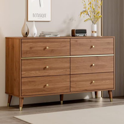 6 Drawer Dresser, 47" Wide Mid Century Chest of Drawers, view 2