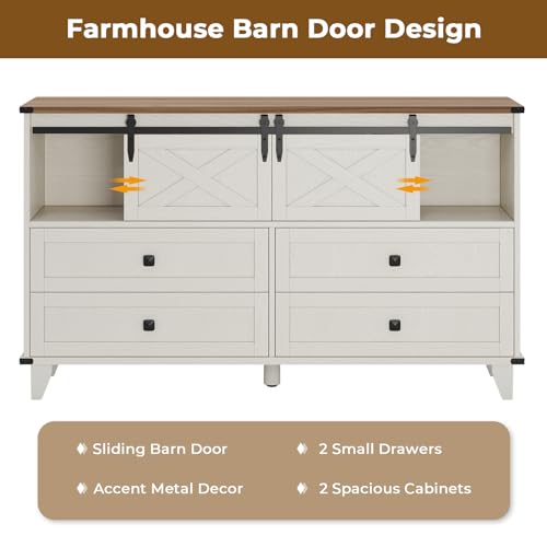Farmhouse 6 Drawer Dresser for Bedroom, view 4