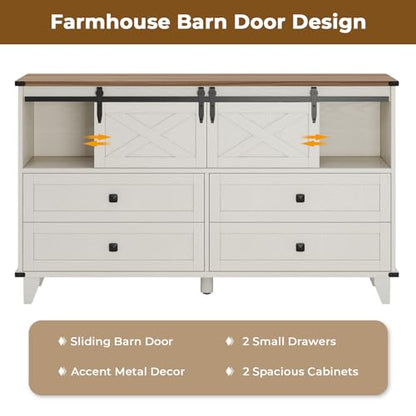 Farmhouse 6 Drawer Dresser for Bedroom, view 4