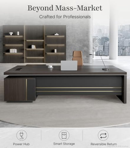 87" L-Shaped Executive Desk with Reversible Return, view 4