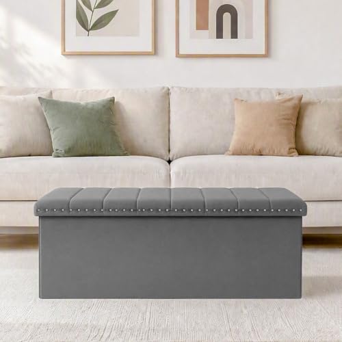 43 Inches Velvet Storage Ottoman Bench, view 7
