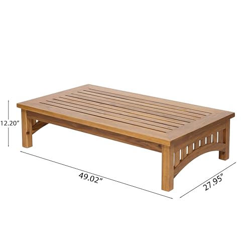 49" Acacia Wood Outdoor Coffee Table, Slatted Patio Table, Mid Century Modern Low Profile Small Outdoor Table Patio Furniture for Living Room Backyard Poolside Balcony, Natural