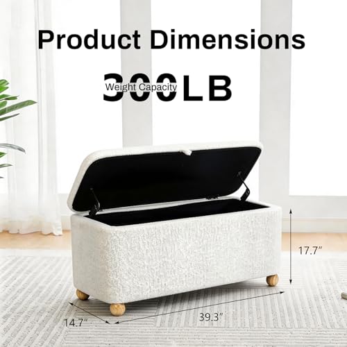 39.3” Velvet Storage Ottoman Bench with Hinged Lid & Handle, view 3