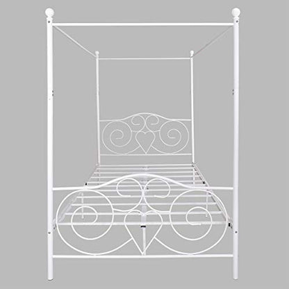 Canopy Full Bed Frame Platform Heavy Duty Steel Slat and Support with Headboard, view 7