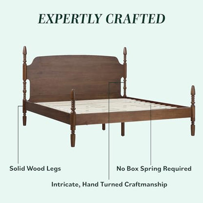 Solid Wood Spindle Vivienne King Bed with Two EZ Assembly 2-Drawer Nightstands, view 6