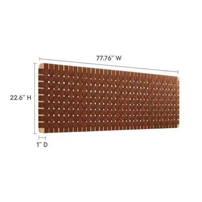 Sparta Vegan Leather Weave King Headboard in Natural Brown, Faux Leather King Headboard Only with Wall Mount Design for Primary Bedroom or Guest Room