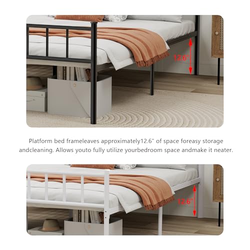 Metal Platform Full Size Bed Frame, Black, view 6