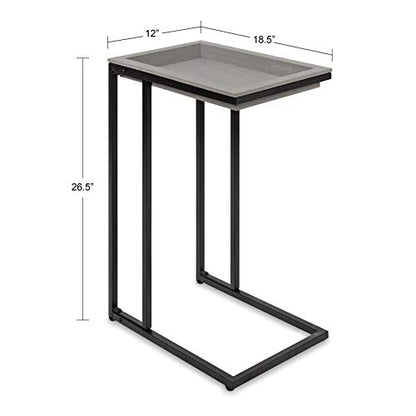 Lockridge Modern Farmhouse Side C-Table, 18.5" x 12" x 26.75", Rustic Gray and Black