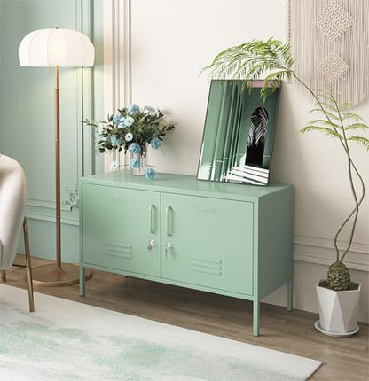 Green 2-Door Wide Lockable Metal Storage Cabinet, TV Stand & Media Console, view 6