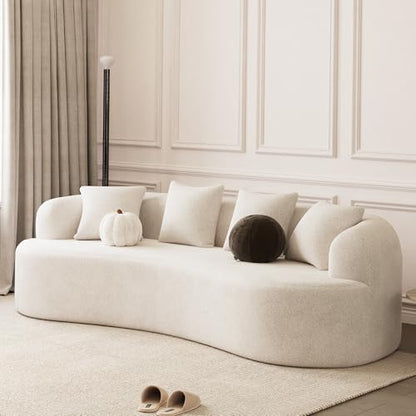 107" Curved Sofa for Living Room, Modern Chenille Cloud Couch Sofa, Luxury Plush Extra Deep 4-Seater Oversized Boucle Couch for Small Spaces, Apartment‌, No Assembly Required, Cream White