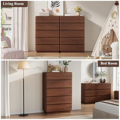 Walnut 6 Drawer Dresser for Bedroom, 48" Tall Chest of Drawers, view 7