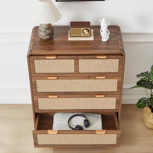 Mid Century Modern Dresser for Bedroom with 4 Drawers, Walnut, view 5
