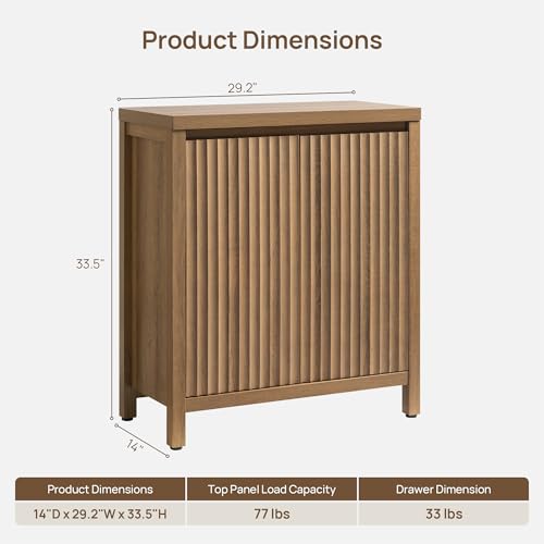 Sideboard Buffet Cabinet with Storage, Fluted Credenza Buffet Table, view 3