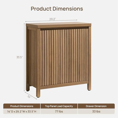 Sideboard Buffet Cabinet with Storage, Fluted Credenza Buffet Table, view 3