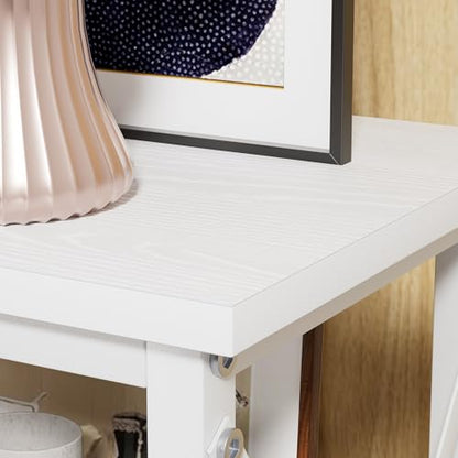 End Side Table Night Stand,X-Design with Storage Shelf for Bedroom,Living Room,White