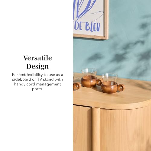 Ezra 70" Curved Sideboard Cabinet - Natural