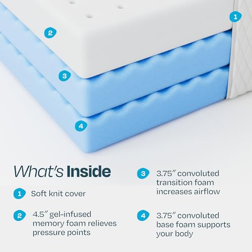 12 Inch Gel Infused Memory Foam Mattress – Twin Size – Plush, Cooling Gel, view 5