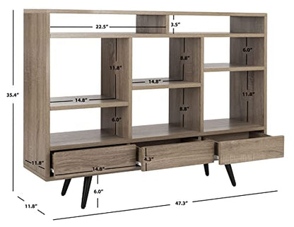 Safavieh Home Collection Marina Retro Mid Century Wood Etagere, Oak and Black