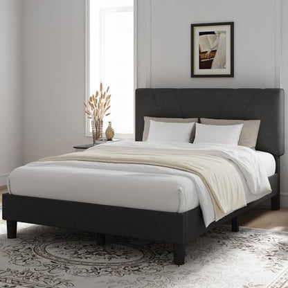Queen Bed Frame with Headboard, Bed Frame Queen Size with Wood Slats Support, view 4