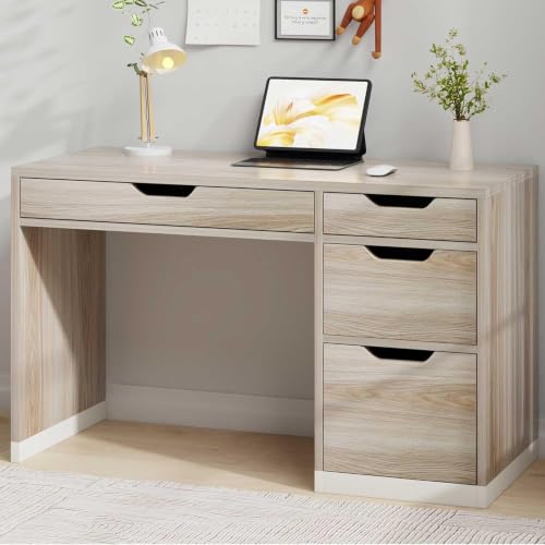 48 Inch Computer Desk with 4 Drawers, Natural Oak, view 4