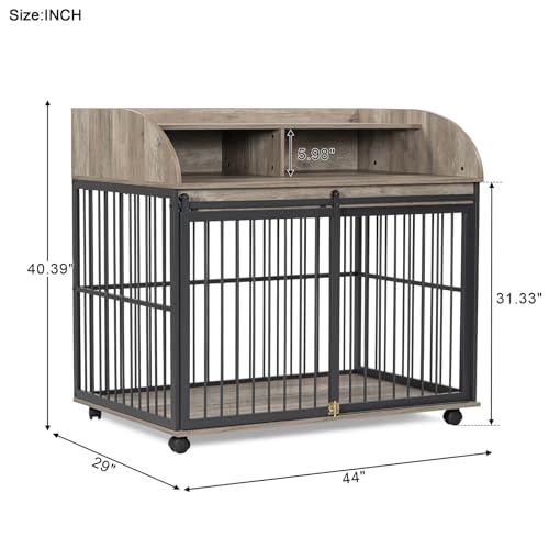 Medium Dog Crates, Farmhouse Table Dog Crate with Wheels & Lock, view 4