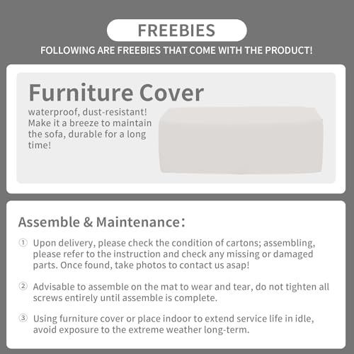 Outdoor Furniture Outdoor Couch Patio Furniture 3-seat Sofa Deep Seat High Backrest with Waterproof Cover and Anti-Slip Cushions, Light Grey