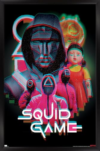 Netflix Squid Game: Season 2 - Group Glitch Wall Poster, 34L" x 22.4W", Black Framed Version
