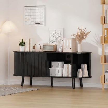 Mid Century Modern 47.2" TV Stand for ups to 55 Inch Tv, Black, view 5