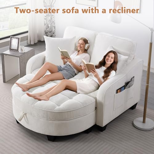 Two-Seater Sofa, Ergonomic and Backrest Design, Ottoman with Storage, view 7