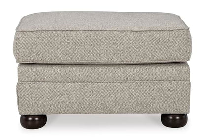 Signature Design by Ashley Gaelon Transitional Rectangular Upholstered Ottoman with Bun Legs, Light Brown