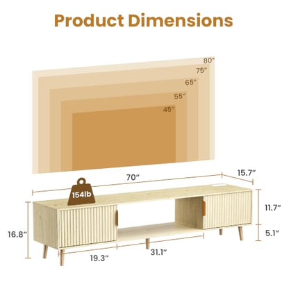 70" Fluted TV Stand for for 65/70/75/80 Inch TVs, view 3