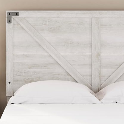 Signature Design by Ashley Shawburn Queen Headboard Only, Rustic Farmhouse Crossbuck Style, Engineered Wood (MDF/particleboard/plywood) and Decorative Laminate, for Metal Frames, Whitewash, 63"W