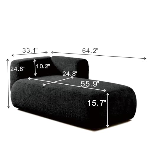 Boucle Upholstered Right Facing Chaise Lounge Indoor for Living Room Bedroom, view 3