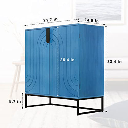 Sideboard Buffet Cabinet with Storage, Modern Accent Cabinet Adjustable Shelves Wooden Storage Cabinets for Kitchen, Dining Room, Living Room, Coffee Bar, Garage, Entryway, Antique Blue