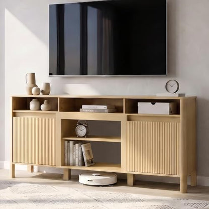 68" Mid Century Modern TV Stands for Living Room, Fulted TV Stand, view 2