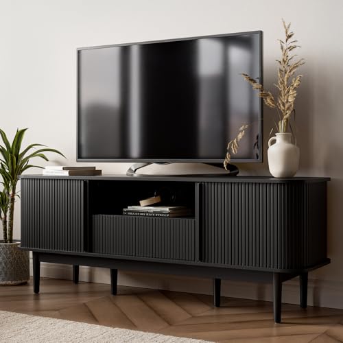 63" Modern TVs Stand with Storage, Black, view 2