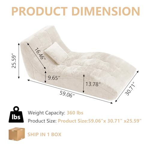 Chaise Lounge Chair with Curved Back, Modern Upholstered Recliner Sofa, view 3