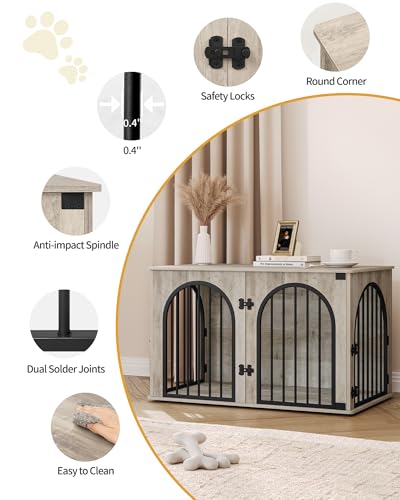39.4'' Dog Crate Furniture,Dog Kennel Indoor for Medium/Large Dogs, view 7