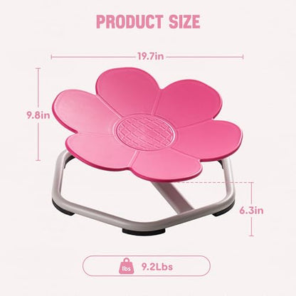 Kids Sensory Swivel Chair, Kids Swivel Chair with Non-Slip Design, Training Body Coordination, Flower Shape Wobble Chair, No Assembly, Pink