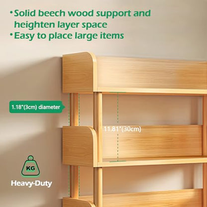 4-Tier Wooden Open Bookcase, Oak, view 7