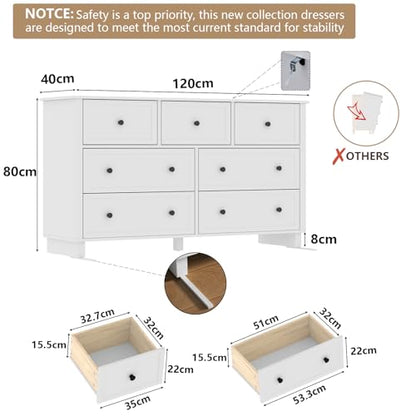 Farmhouse 10 Drawers Dresser for Bedroom, White Dresser Chest of Drawers, view 4
