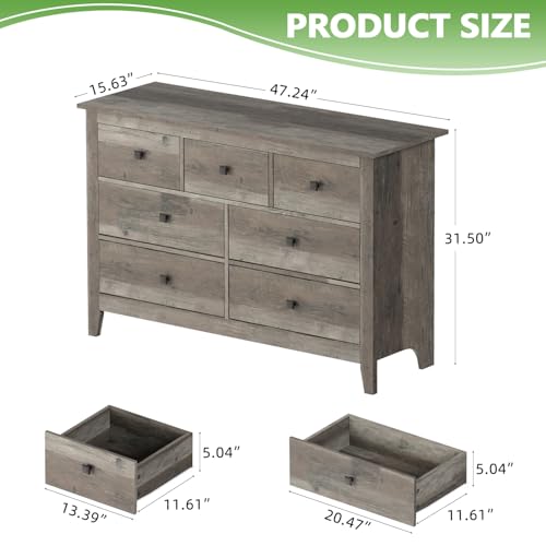 7 Drawer Dresser, Wooden Bedroom Dressers, view 3