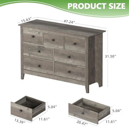 7 Drawer Dresser, Wooden Bedroom Dressers, view 3
