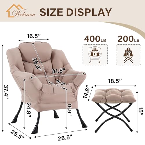 Lazy Chair Khaki Foldable Footrest Thick Cushion Armrests, view 4