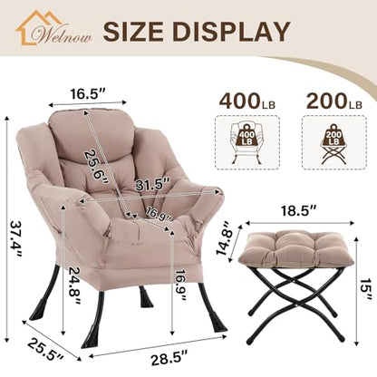 Lazy Chair Khaki Foldable Footrest Thick Cushion Armrests, view 4