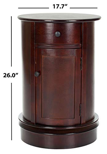 SAFAVIEH Furniture - Tabitha 1-Drawer Accent Table - Dark Cherry - Solid Wood - Farmhouse Storage Design - Ideal for Living Room, Entryway, 17.7"W x 17.7"D x 26"H - Fully Assembled (AMH5712D)